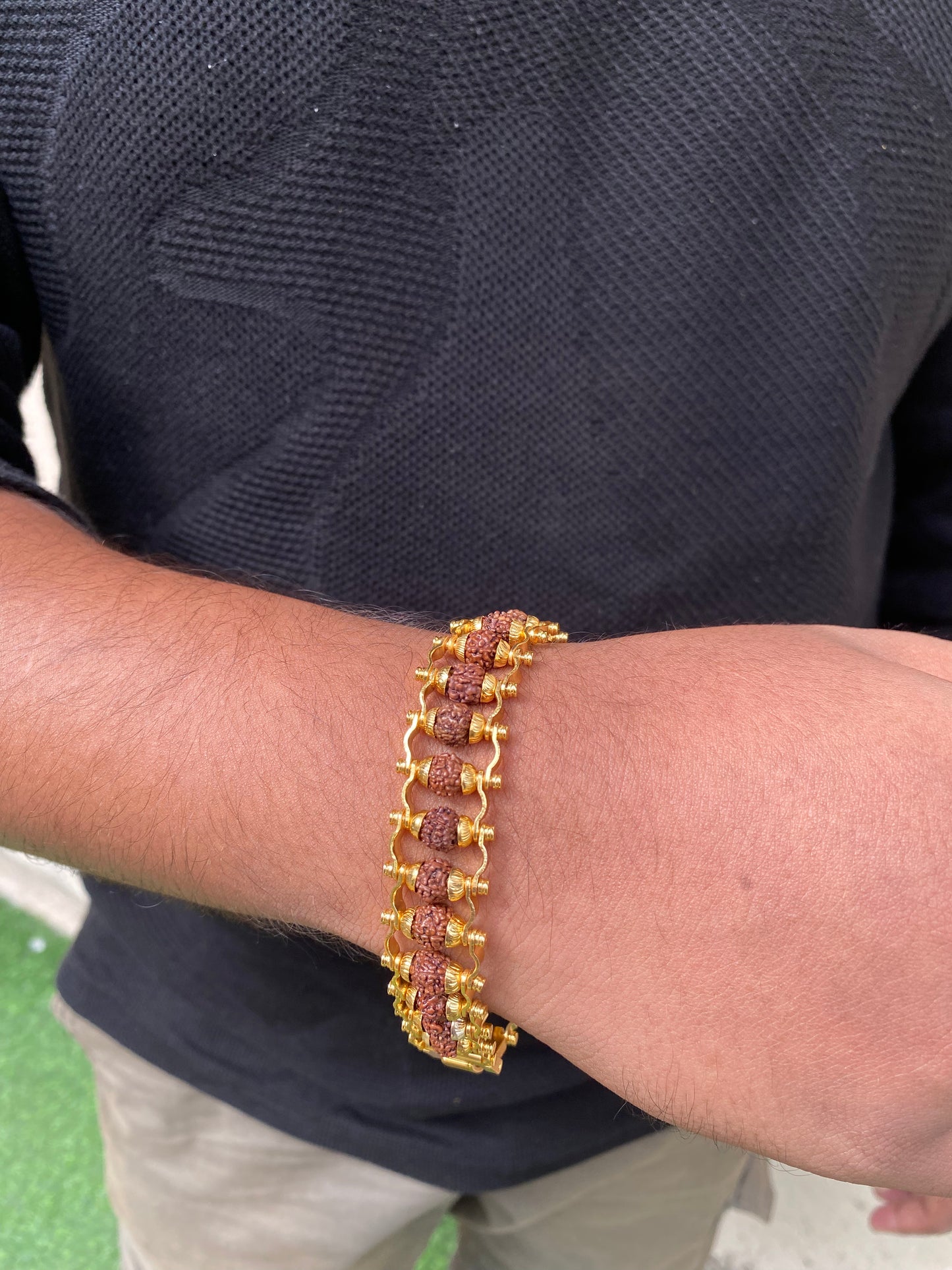 Gold Plated Modern Rudraksha Bracelet